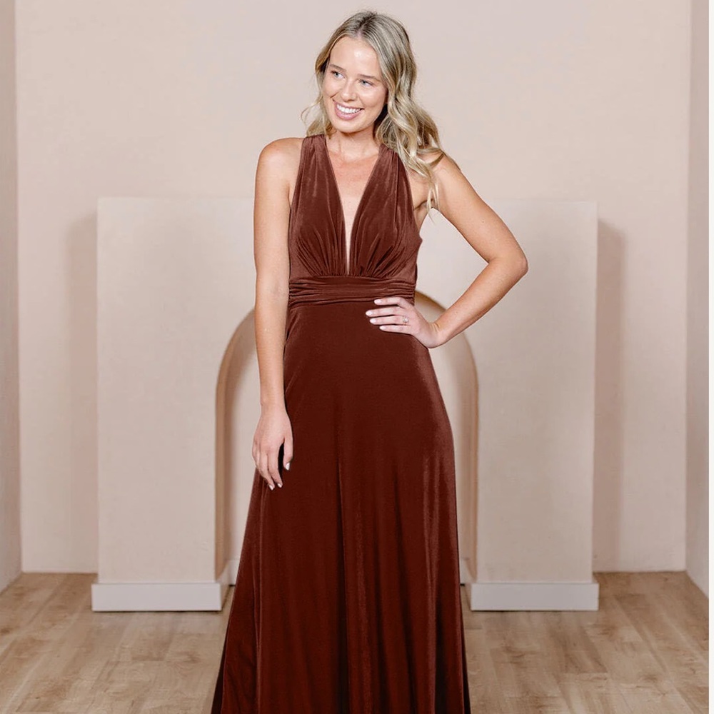 Revelry Bridesmaid Dress— Style Dylan, Color terracotta, Size 2